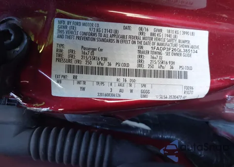 2016 Ford Focus Se из США, поврежденный, VIN 1FADP3F26GL385134